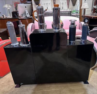 Streamline Art Deco Bar Cabinet Metal Chrome