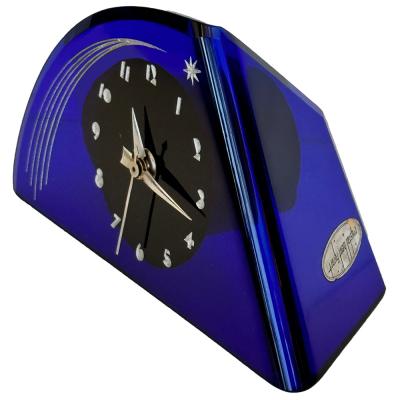 Streamline Art Deco Colbolt Blue Bent Glass Clock