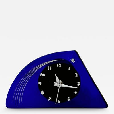 Streamline Art Deco Colbolt Blue Bent Glass Clock