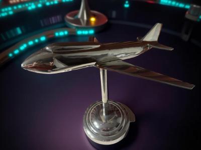 Streamlined Chrome Airplane Sculpture in the Art Deco Style