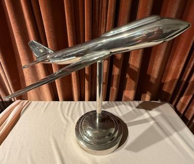 Streamlined Chrome Airplane Sculpture in the Art Deco Style