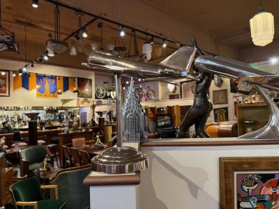 Streamlined Chrome Airplane Sculpture in the Art Deco Style