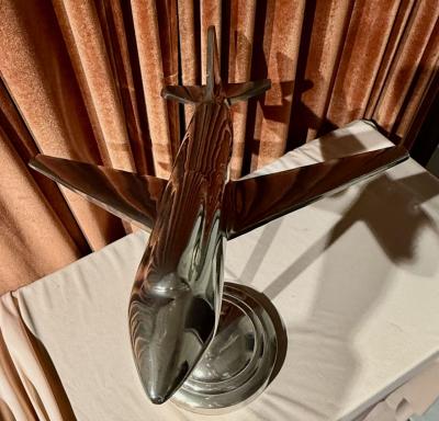 Streamlined Chrome Airplane Sculpture in the Art Deco Style