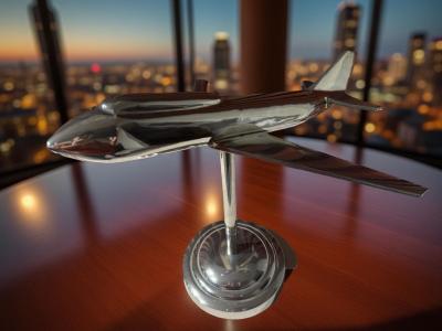 Streamlined Chrome Airplane Sculpture in the Art Deco Style