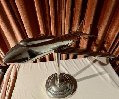 Streamlined Chrome Airplane Sculpture in the Art Deco Style