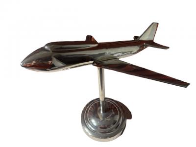Streamlined Chrome Airplane Sculpture in the Art Deco Style