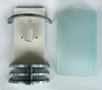 Streamlined Moderne Stainless Indoor Outdoor Wall Sconces Pair