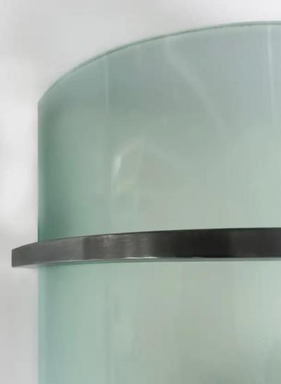 Streamlined Moderne Stainless Indoor Outdoor Wall Sconces Pair