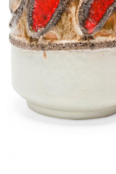 Strehla East German Mid Century White Red and Black Glazed Banded Central Design