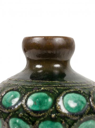 Strehla Keramik East German Mid Century Multi Tonal Green Glazed Circle Design C