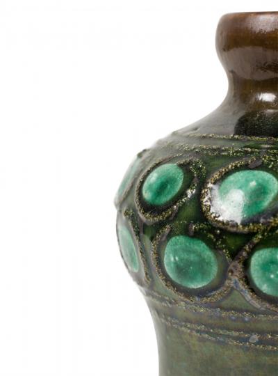 Strehla Keramik East German Mid Century Multi Tonal Green Glazed Circle Design C