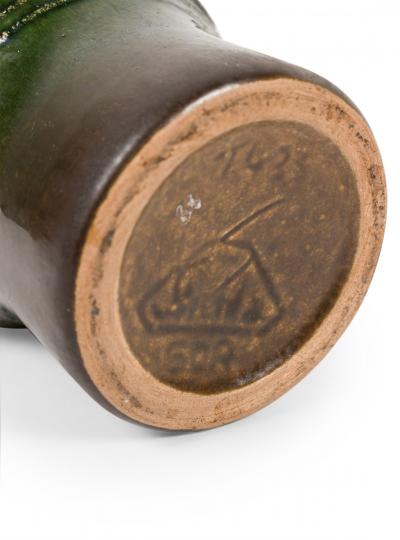 Strehla Keramik East German Mid Century Multi Tonal Green Glazed Circle Design C