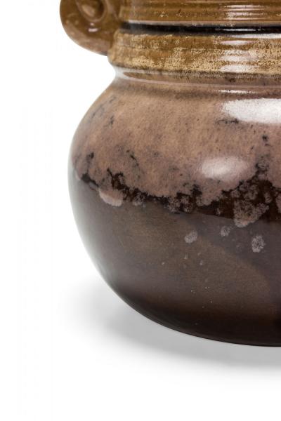 Strehla Keramik East German Mid Century Ribbed Multi Tonal Brown Glazed Ceramic