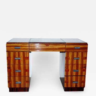 Striking French Parquetry Double Pedestal Desk