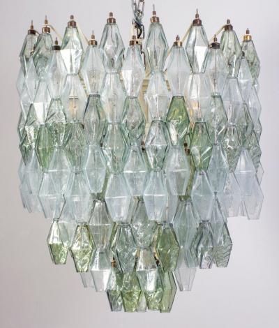 Striking Mid Century Green and Clear Poliedri Chandelier 1960