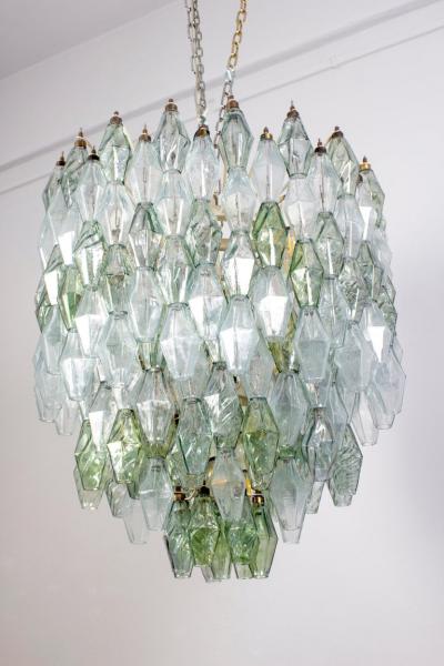 Striking Mid Century Green and Clear Poliedri Chandelier 1960