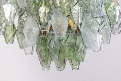 Striking Mid Century Green and Clear Poliedri Chandelier 1960