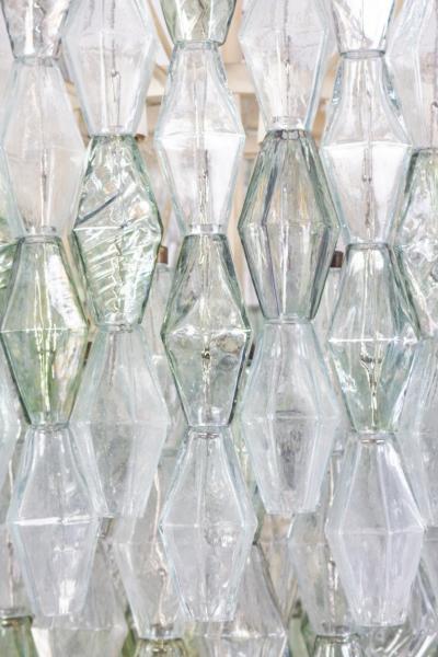 Striking Mid Century Green and Clear Poliedri Chandelier 1960