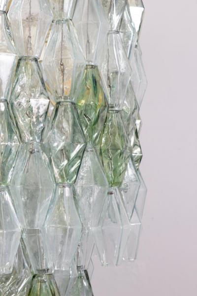 Striking Mid Century Green and Clear Poliedri Chandelier 1960