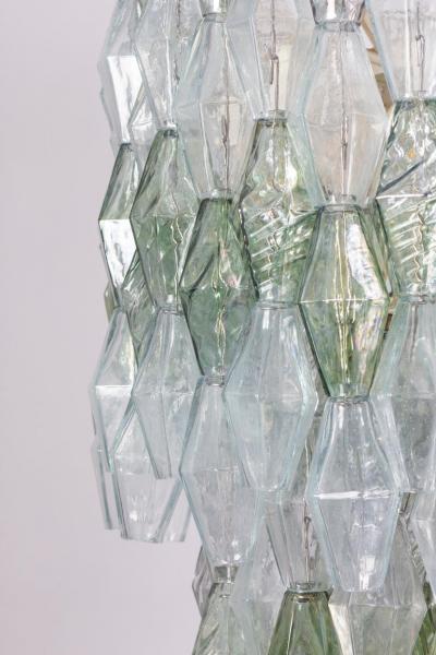 Striking Mid Century Green and Clear Poliedri Chandelier 1960