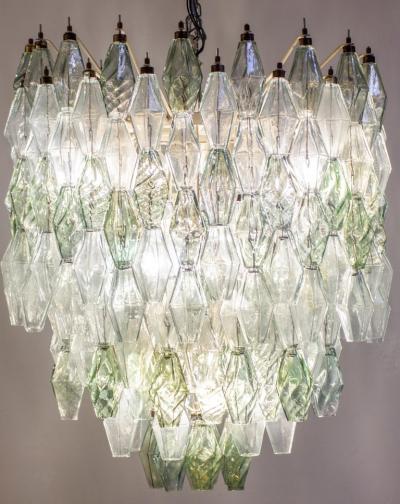 Striking Mid Century Green and Clear Poliedri Chandelier 1960