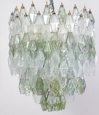Striking Mid Century Green and Clear Poliedri Chandelier 1960