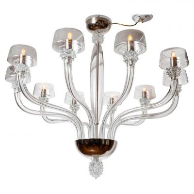 Striking Modern Venetian 10 Arm Crystal Chandelier Contemporary