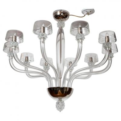Striking Modern Venetian 10 Arm Crystal Chandelier Contemporary