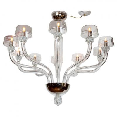 Striking Modern Venetian 10 Arm Crystal Chandelier Contemporary