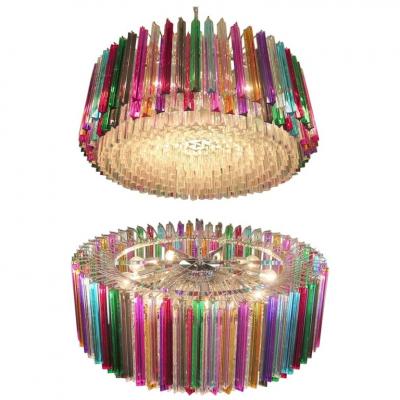 Striking Multicolor Triedi Crystal Prism Chandelier