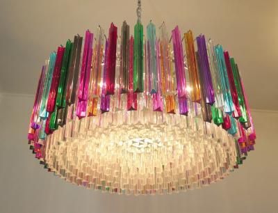 Striking Multicolor Triedi Crystal Prism Chandelier