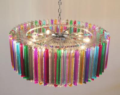 Striking Multicolor Triedi Crystal Prism Chandelier