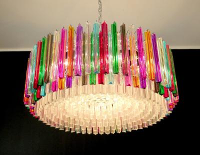 Striking Multicolor Triedi Crystal Prism Chandelier