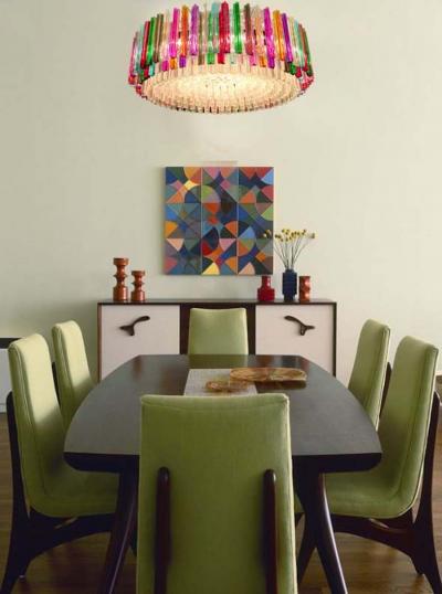 Striking Multicolor Triedi Crystal Prism Chandelier