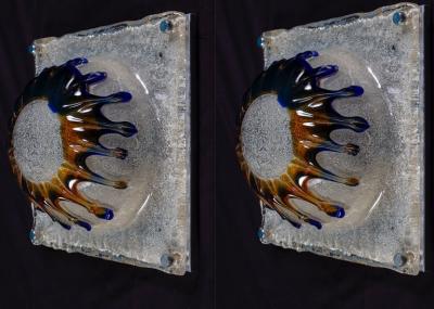 Striking Original Pair of Patchwork Sconces by Toni Zuccheri for Venini 1970s