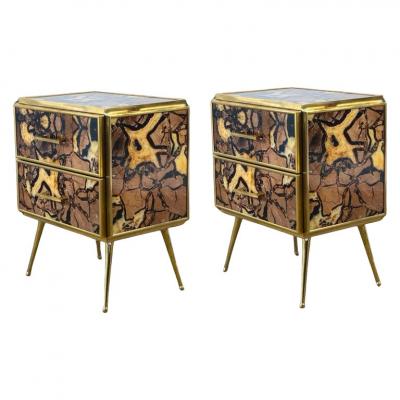 Striking Pair of Mid Century style Night Stands or Side Tables