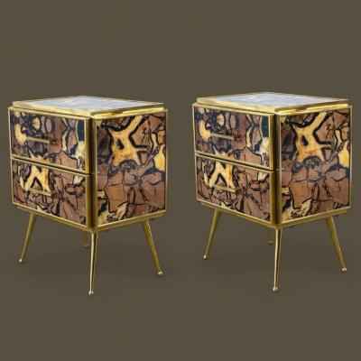 Striking Pair of Mid Century style Night Stands or Side Tables