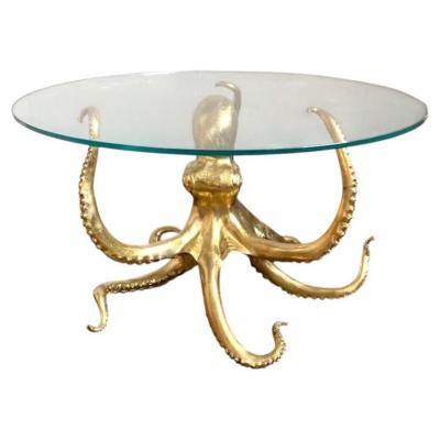 Striking Sculptural Octopus Gilt Bronze Center or Dining Table
