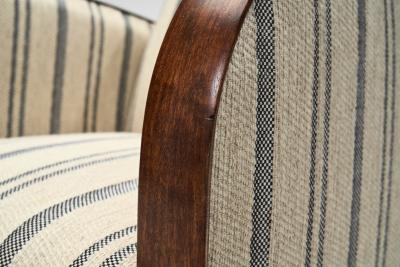 Striped Art Deco Armchair with Beech Armrests Europe ca 1930s