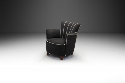 Striped Black Armchair Europe 20th Century