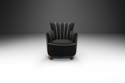 Striped Black Armchair Europe 20th Century