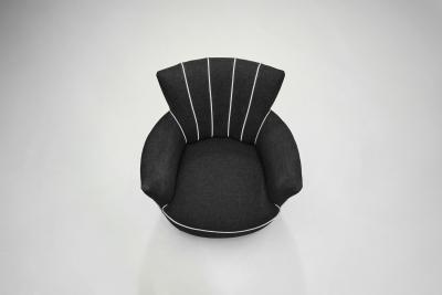 Striped Black Armchair Europe 20th Century