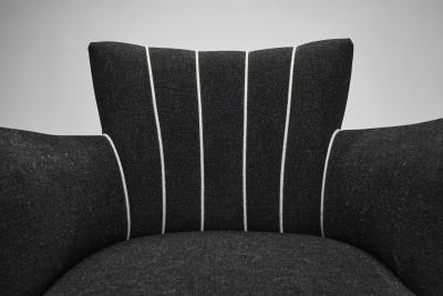 Striped Black Armchair Europe 20th Century