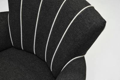 Striped Black Armchair Europe 20th Century