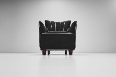 Striped Black Armchair Europe 20th Century