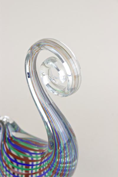 Striped Murano Glass Bird Sculpture Mid Century Murano Glass Art IT ca 1970