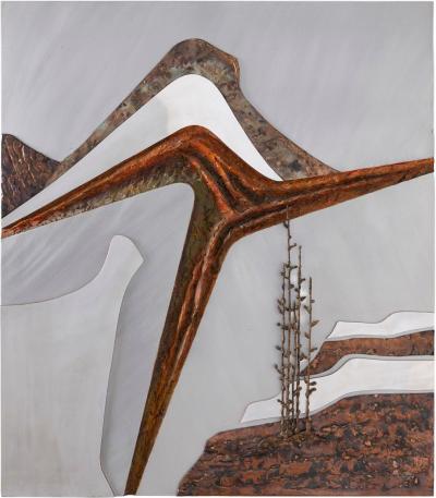 Stuart Mathews Abstract Mid Century Modern Mountain Landscape Wall Sculpture