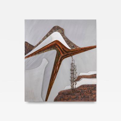 Stuart Mathews Abstract Mid Century Modern Mountain Landscape Wall Sculpture