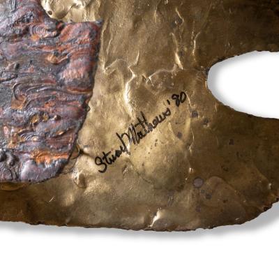 Stuart Mathews Brutalist Wall Sculpture in Mixed Metals Brass Bronze Copper