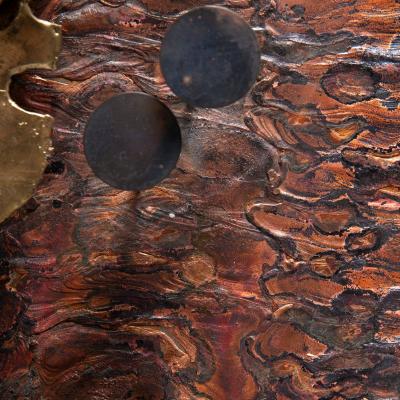 Stuart Mathews Brutalist Wall Sculpture in Mixed Metals Brass Bronze Copper